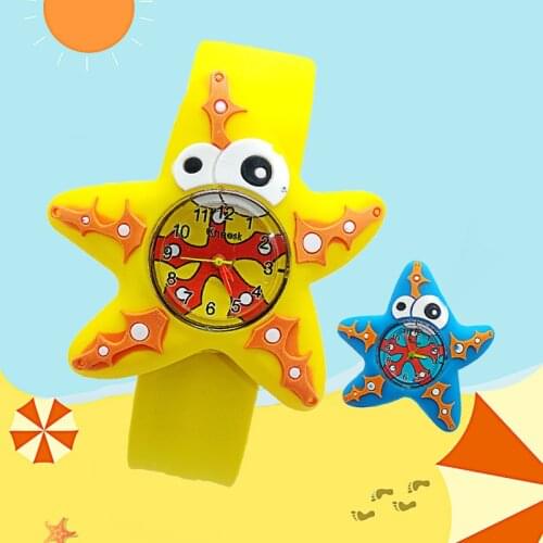 Slap Ring Kids Watches 3D Underwater world five-pointed star kelp Baby watch Children Girls Boys clock kid Quartz Wristwatches