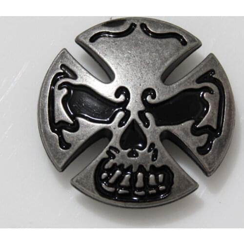 KB704) 10pc Skull Cross Cycle Concho 1-1/8" Leathercraft Antique-silver