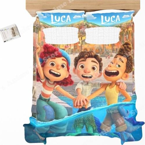 Disney Cartoon 3D Printed Luca Alberto Sea Monster Boys Bedding Set Home Textile Queen Size Cute Anime Bed Sheets Kids Gifts
