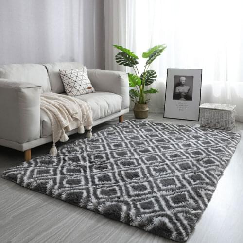 Bedroom carpet Nordic ins wind plush rug thickening encryption mat non-slip kitchen rug balcony bay window mat tie dyed carpet