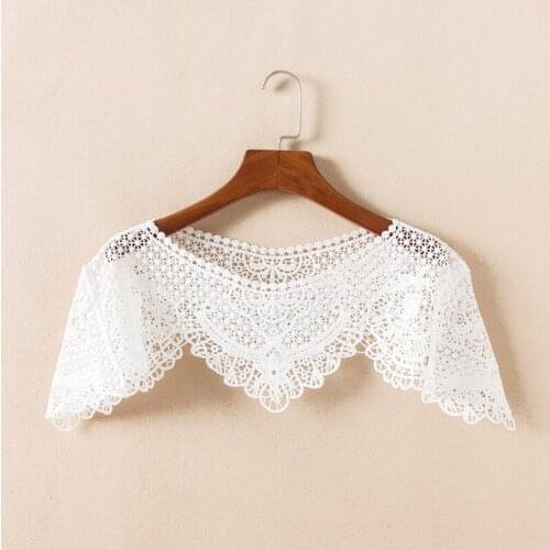 Summer Knitted Lace Collar Hollowed-Out Neck Jacket Strapless Condole Shawl Vest Lace Fabric Embroidered Hollow Collar