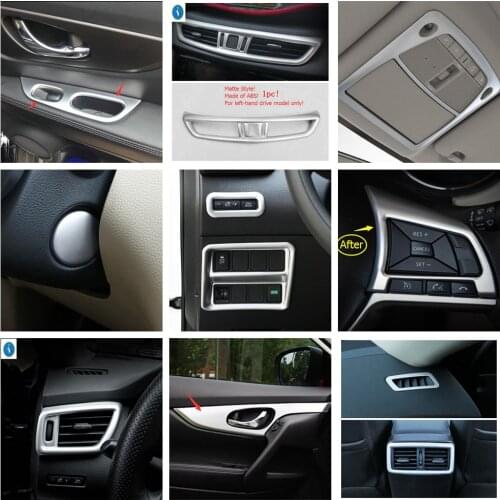 Matte Interior Refit Kit Center Air AC / Door Bowl / Lift Button Panel Cover Trim Fit For Nissan X-trail T32 / Rogue 2014 - 2020
