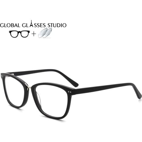 Eyeglasses Eyewear Fashion Men Women Black Acetate Frame Prescription Myopia Reading Presbyopia Lens DF1615