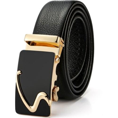 Fashion S Letter Automatic Buckle Luxury Leather Belt Mens Business Belt Full Grain Leather Man Waist Strap Belt