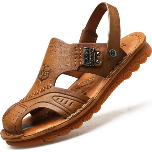 2019 New Oxford Soft Bottom Sandals Male Soil Adult Wear Tendon Bottom Suede Leather Beach Shoes Man Summer Sandals