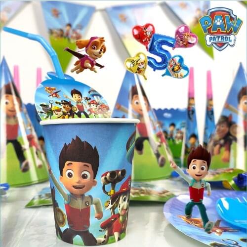 Paw Patrol Birthday Set Festival Christmas Party Supplies Banner Gift Bag Kid Anime Cup Banner Pat Patrol Canine Decoration Boys
