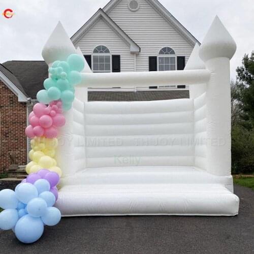 3*3.5m/4x3.5m/4.5x4m custom made inflatable wedding bouncer castle, white inflatable bounce house for wedding ceremony parties