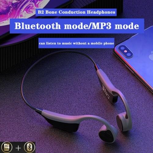 New B2 Bone Conduction Headphones Wireless Bluetooth 5.0 Outdoor Sport Earphone Built-in 8G Memory With MP3 Mode HIFI HD Headset