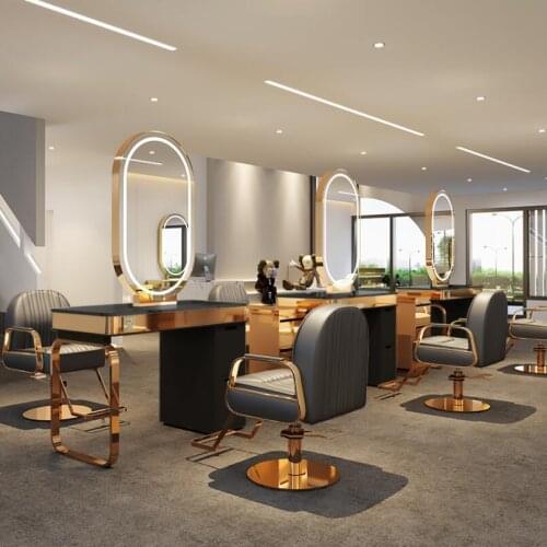 Stainless steel luxury marble net red mirror hairdressing shop mirror barber cabinet one hair salon special