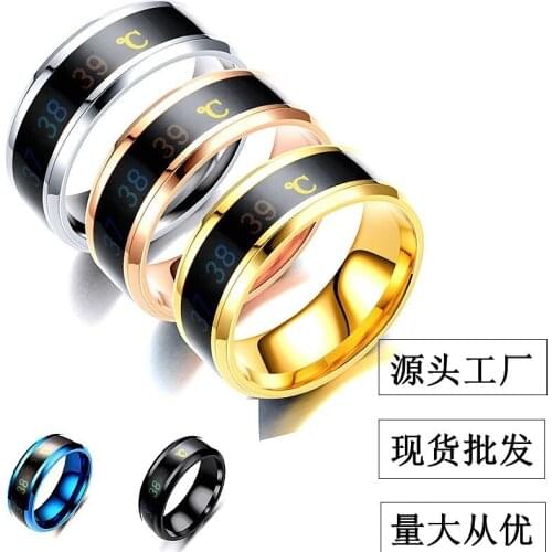 New Body Temperature Smart Thermochromic Titanium Steel Couple Ring Net Red Hot Selling Stainless Steel Temperature Ring