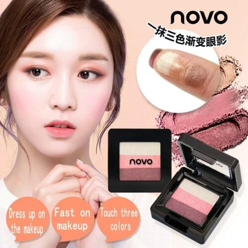 NOVO Three-Color gradient EyeshadowShinyMatte Glitter Pigment Eye Shadow PalleteLong lasting MakeupCosmetic