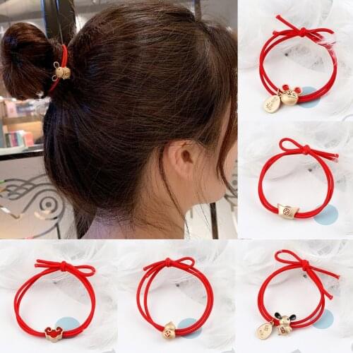 Fashion Cute Red Mouse Star Clouds Hairband Chinese Style Mouse Hair Ring Headwear Children Kids Headdress Hair Accessories Gift
