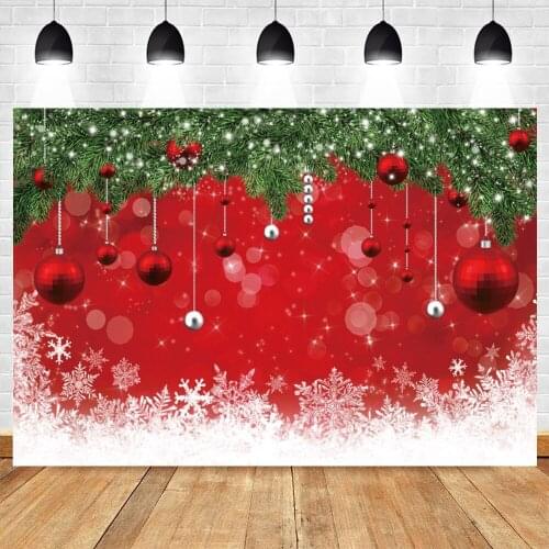 Christmas Photography Backdrops Leaves Winter Snowflake Glitter Red Photographic Background Photozone Photophones For Photos