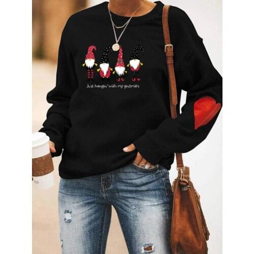 Women Christmas Sweatshirt Long Sleeve Comfortable Tops Casual Loose Coat Thin Street Wear Breathable Solid Color Leisure