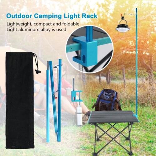 Outdoor Camping Lamp Pole Holder Foldable Aluminum Alloy Portable Hiking Travel Picnic Hanging Light Bracket Fixing Stand