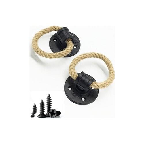 Vintage American 1.26 inch drop ring drawer knobs hemp rope black bronze closet handle knobs Cabinet handle Furniture Hardware