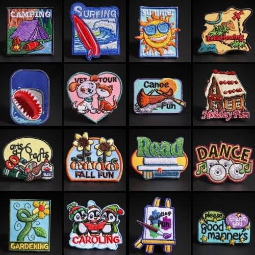 High Quality Shark Mouth Patches Camping Flower Shoe Iron On Embroidered Applique DIY Letter Apparel Patch Clothing Fabric Badge