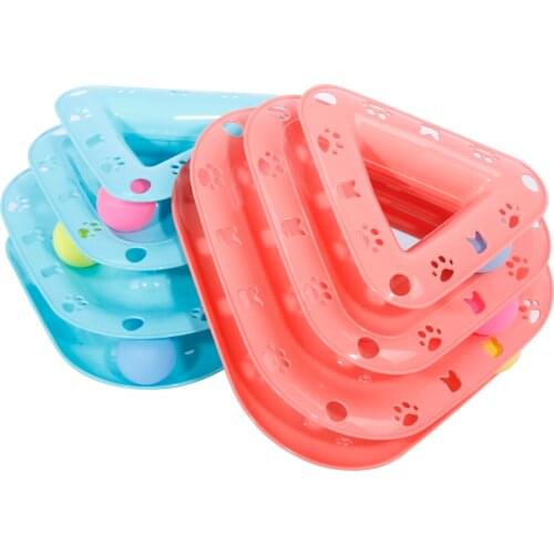 Pet cat toy Funny Tower Tracks Disc cat Intelligence Amusement triple pay disc cat toys ball Training Amusement plate