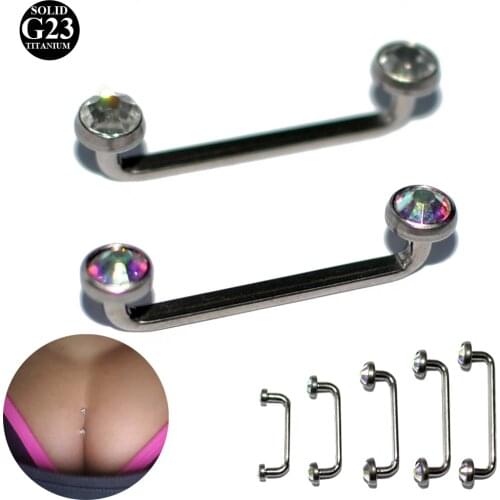 1PC G23 Titanium&Crystal Gem Surface Internally Thread Barbell Piercing 14G Micro Dermal Anchor Piercinng Body Jewelry