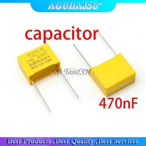 10pcs 470nF capacitor X2 capacitor 275VAC Pitch 15mm X2 Polypropylene film capacitor 0.47uF