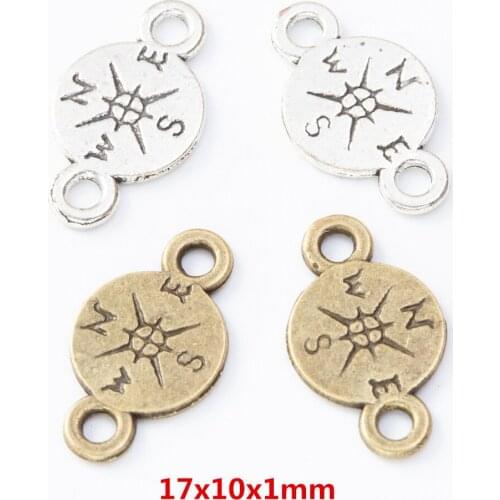 110 pieces of retro metal zinc alloy Double hanging compass Pendant for DIY handmade jewelry necklace making 8096