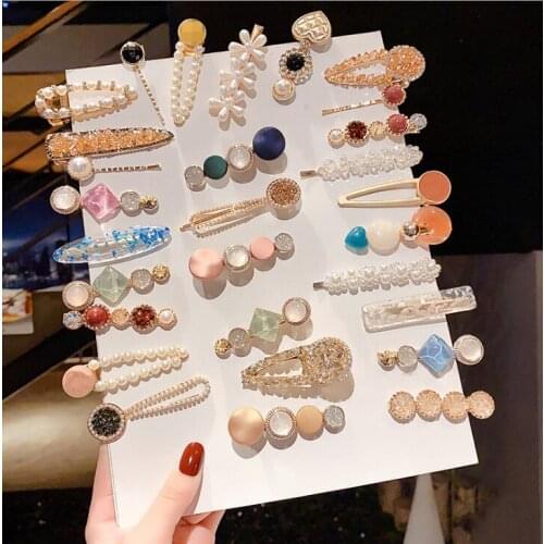 2021 Hairpin bangs top clip Pearl hairpin fairy super fairy temperament girl clip side clip hair accessories wholesale