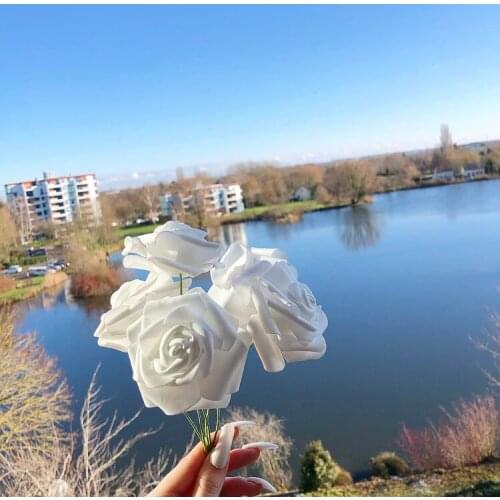25Pcs/lot Rose Artificial Rose Bouquet Flowers Decorative Foam Bride Bouquets for Wedding Party Home Decoration Supplies Fake