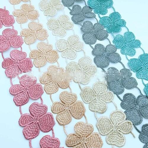 25Yds Flower Lace Trimming Embroidered Applique Sewing Craft Wedding Dress Embellishment DIY Party Decor Clothes Laces Trim