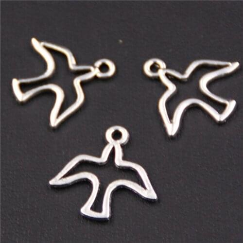 30pcs Silver Color pigeon charm earrings necklace DIY handmade charm alloy pendants findings A417
