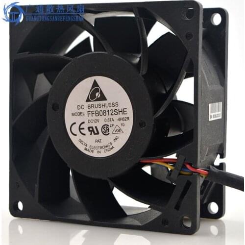 Delta Electronics FFB0812SHE 4H62R DC 12V 0.87A 80x80x38mm 4-Wire Server Cooling Fan