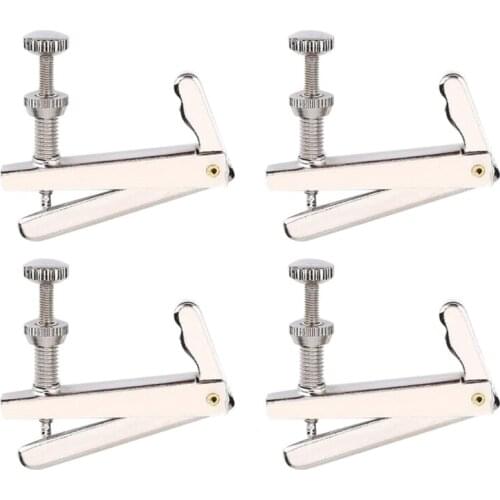 4pcs Cello Fine Tuner Cello Parts String Adjuster Black Silver for 3/4-4/4 Cello