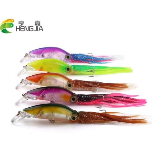 HENGJIA 5pc Crank Swings Octopus Squid 6 Color Artificial Sea Trolling Jigging Bait 10cm 16.6g