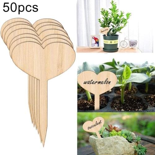 50Pcs Bamboo Heart Oval Vegetables Plant Labels Tags Garden Nursery Pots Markers Easy to write, can be lasting a long time.Label