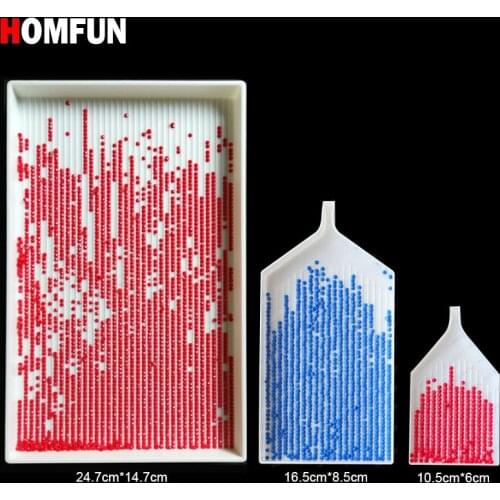 HOMFUN Diamond Painting Accessories Large Capacity DIY Tweezers Diamond Plate Handwork Square Round Rhinestone Tray Big Tools