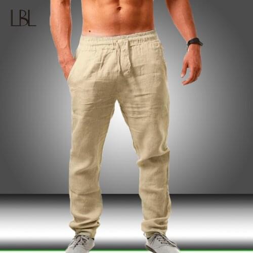 Classic Men Casual Trousers Thin Solid Color Elastic Waist Straight Loose Pants Mens Comfortable Autumn Breathable Sweatpants