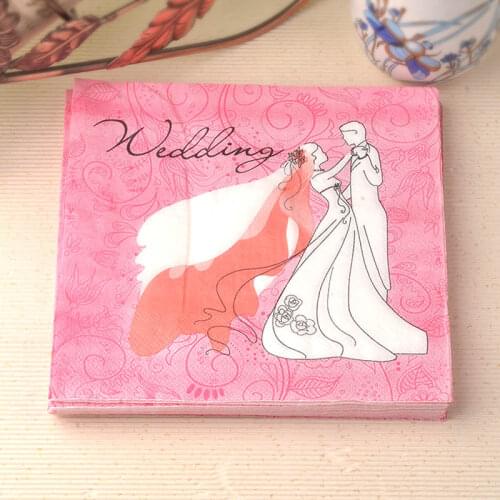 Wedding Tea Party Shower Paper Napkin Disposable Rose Flower Printing Napkin Party Supplies 100pcs/lot DEC081