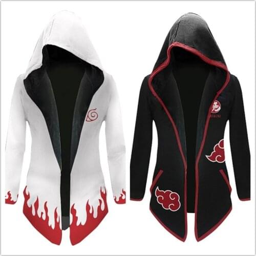 Fast Shipping Anime Hoodie Jacket Trench Robe Akatsuki Cloak Halloween Carnival Costume Men Women Hooded Cape Coat Gift