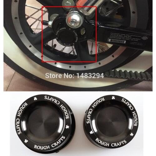 Black Aluminum Rough Crafts Rear Axle Nut Covers Bolt Kit Fits For Harley Sportster XL883 XL1200 Dyna Touring V-Rod