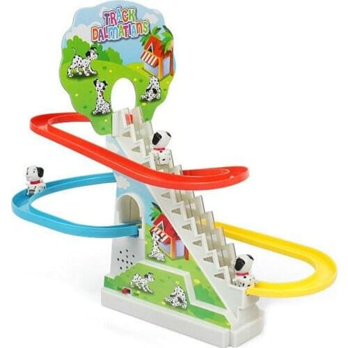 Dalmatians Electric Rotary Slide Track Childrens Toys Musical Educational Toys for Children Small Dog Will Climb the Stairs