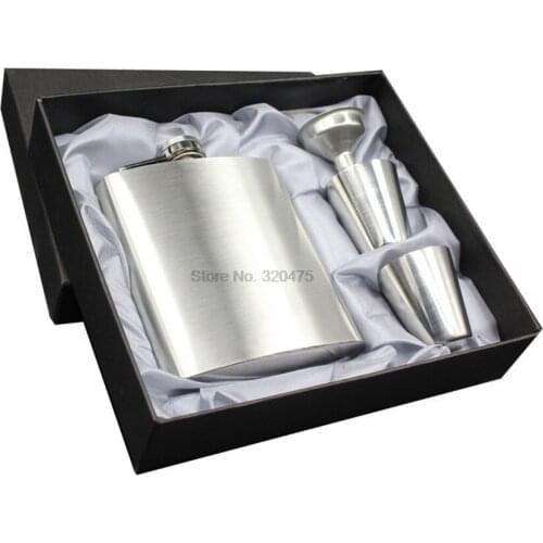 By dhl 20set 7oz Luxury Stainless Steel Hip Flask Personalized Whiskey Flask Drink Mug with a Box