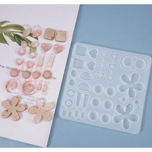 Earrings Silicone Mold (34 Cavity) Flower Holiday Earrings DIY Resin Jewelry Making Silicone Molds for Resin UV Resin