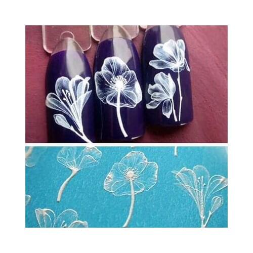 Hot Selling Fashional Style Engraved Solid Color Nail Stickers 6d diy Empaistic Embossment Basso-relievo Water Slide Decals