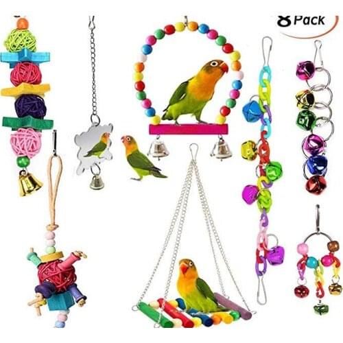 Parrot Toy Chew Toys Bird Toy Swing Suspension Bridge 8-Piece Set