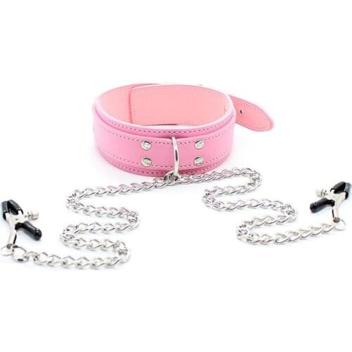 Sexy female supplies SM torture tool bondage basm collar nipple clamps,adult passion sexual equipment,climax joy sex toys