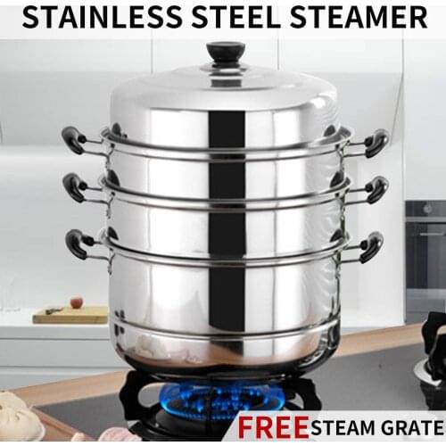 Stainless Steel 4 Layer Thick Steamer Pot Soup Steam Pot Universal Cooking Pots for Induction Cooker Gas Stove Steam Pot