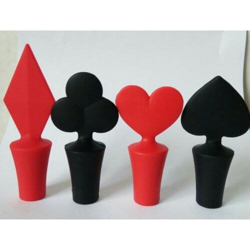 Creative Silicone Poker Shaped Wine Stoppers Leak Free Wine Beer Bottle Cork Stopper Plug Wine Bottle Sealer Bar Tools