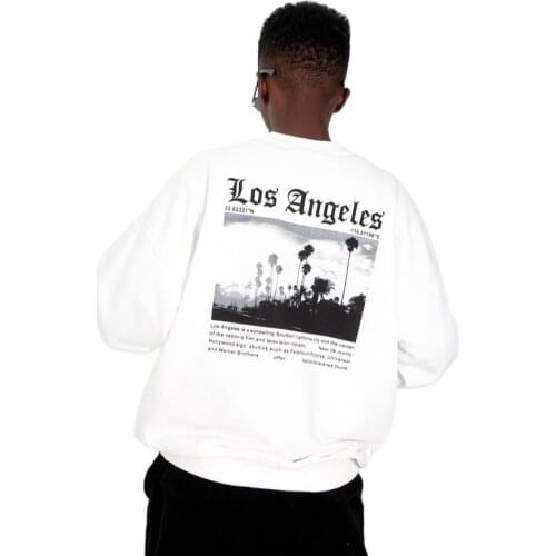 Los Angeles Men Oversize Sweatshirt Long Sleeve Cotton Elegance Design Cool Sportswear Fashion High Quality Solid Color Xуди