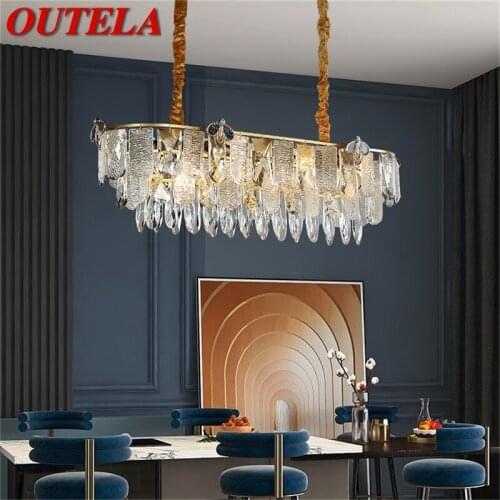 OUTELA Chandelier Gold Oval Pendant Lamp Postmodern LED Lighting Fixture for Home Living Dining Room