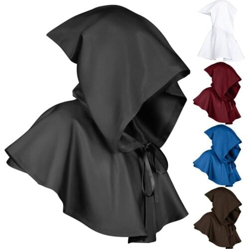 Medieval Witch Wizard Fancy Punk Cloak Gothic Cosplay Adults Hooded Cloak Vampire Devil Capes Unisex Halloween Party Costume
