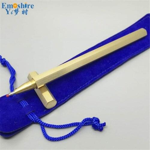 Stationery Hand Polished Hexagonal Brass Ballpoint Pen Anti-roll Down Retro Brass Neutral signature Pen Metal Ballpoint Pen P294